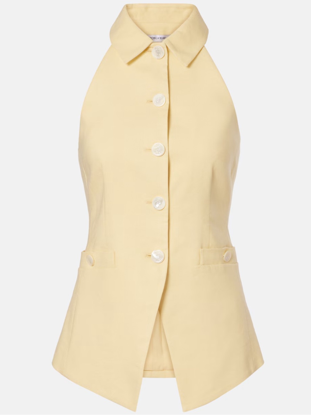 Veronica Beard Orlinda Halterneck linen-blend vest